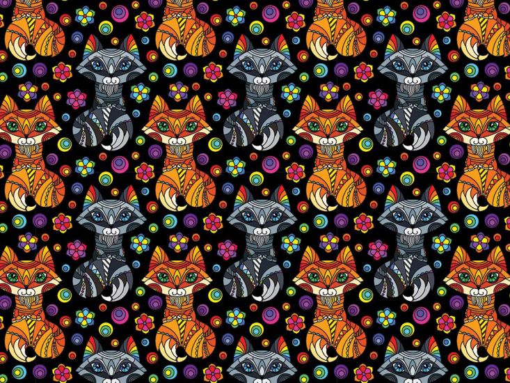 Rainbow Mosaic Cotton Print, Fox