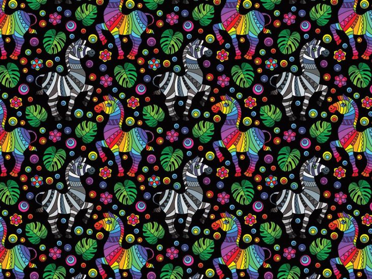 Rainbow Mosaic Cotton Print, Zebra