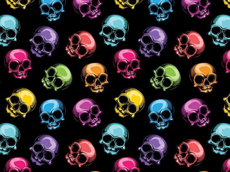 Rainbow Skulls Cotton Print