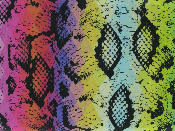 Rainbow Snakeskin Cotton Print