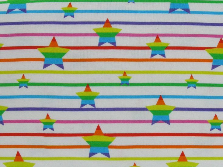 Rainbow Stars and Stripes Cotton Jersey