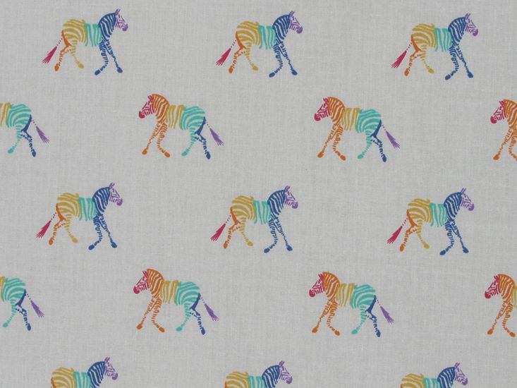 Rainbow Zebra Polycotton Print, Beige