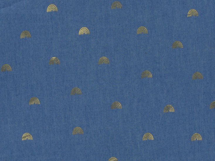 Rainbows Gold Foil Printed Chambray