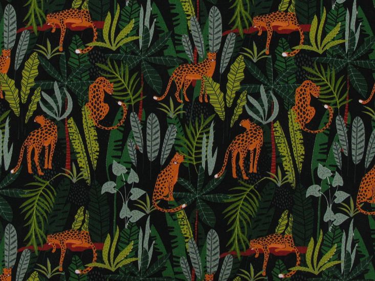Rainforest Cheetah Cotton Poplin Print, Black