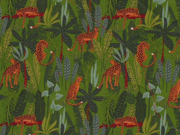 Rainforest Cheetah Cotton Poplin Print, Green