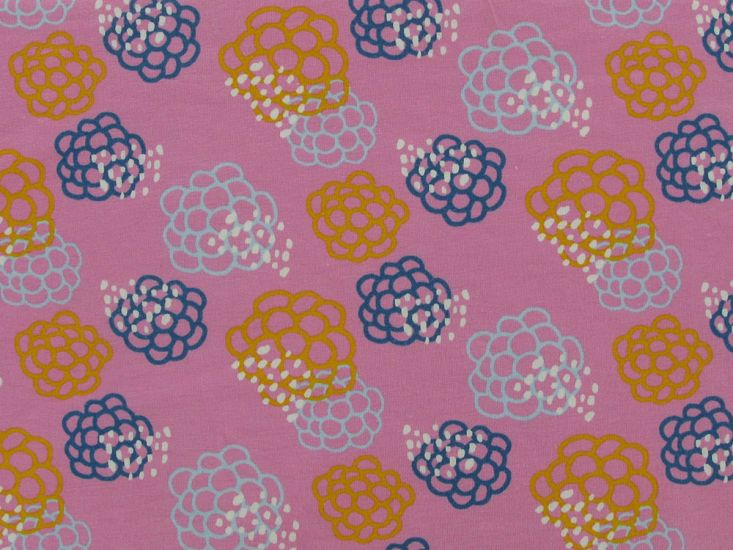 Rasberry Doodle Cotton Jersey Print, Pink