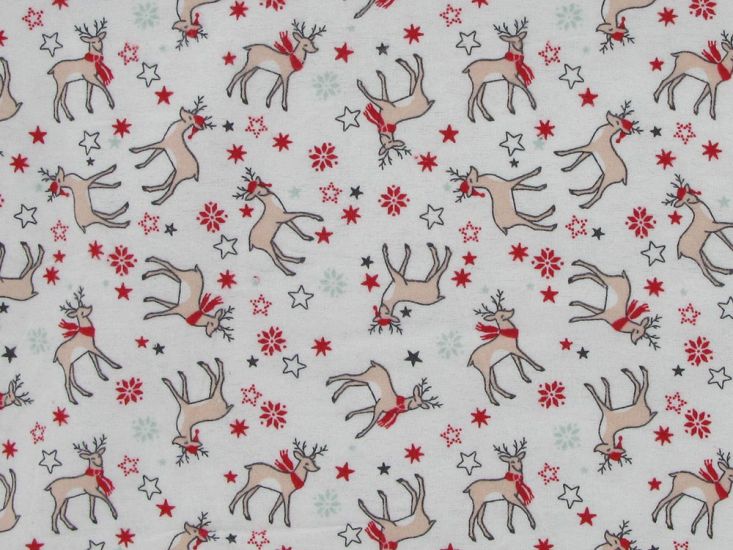 Reindeer Scarf Christmas Brushed Cotton Winceyette