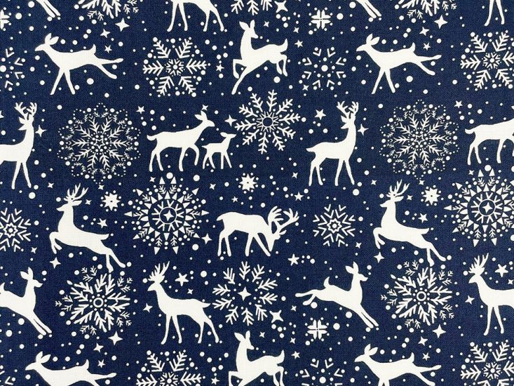 Reindeer Snowflake Cotton Print, Navy