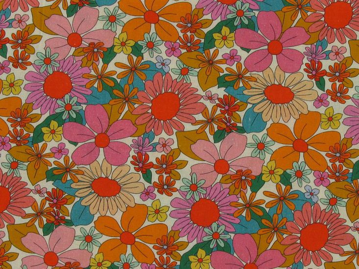 Retro Petals Cotton Poplin Print