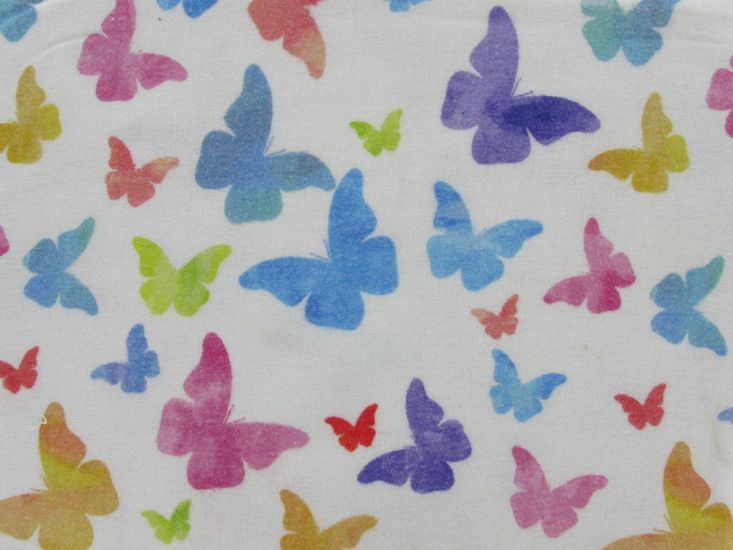 Roaming Butterflies Cotton Flannel Print, White