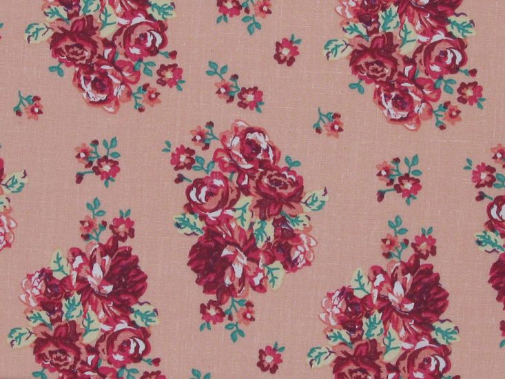 Rose Cluster Polycotton, Print Pink