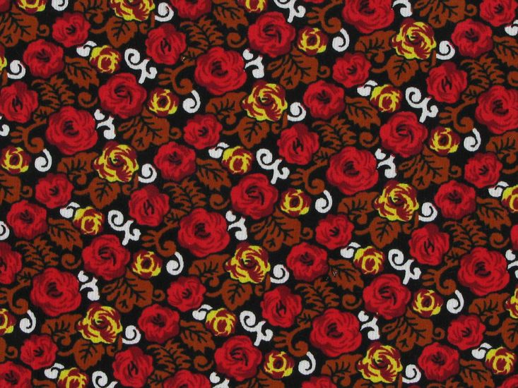 Rose Twirl Printed Needlecord, Red Brown
