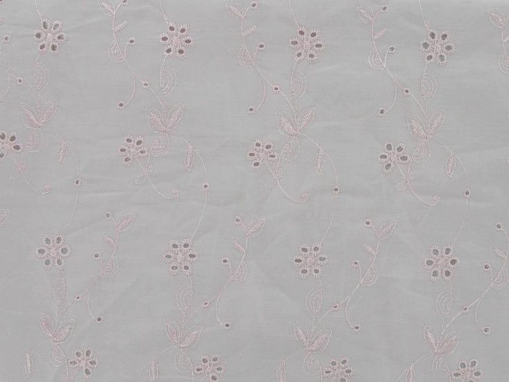 Rose Vines 6 Hole Embroidered Anglaise, Baby Pink