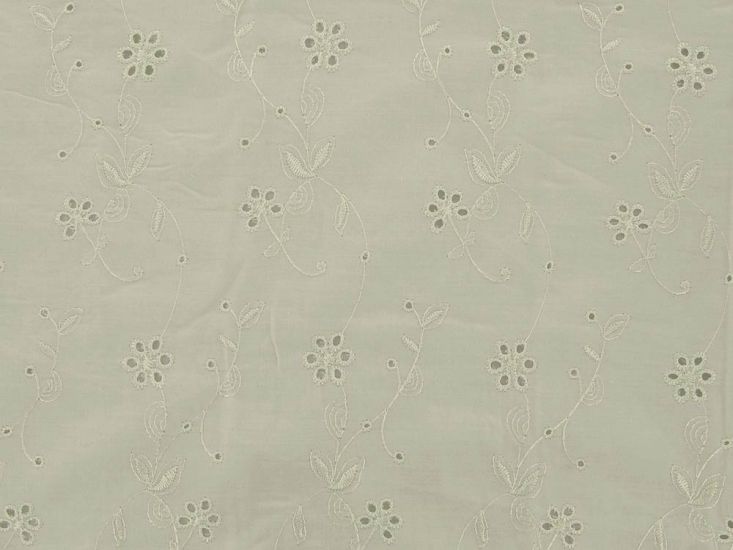 Rose Vines 6 Hole Embroidered Anglaise, Cream