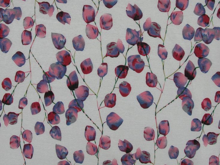 Rose Vines Viscose Linen Print, Berry