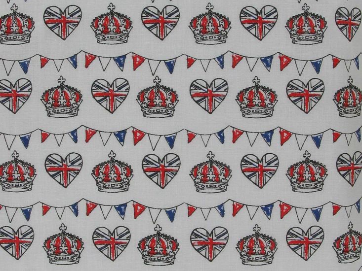 Royal Celebration Polycotton Print, White