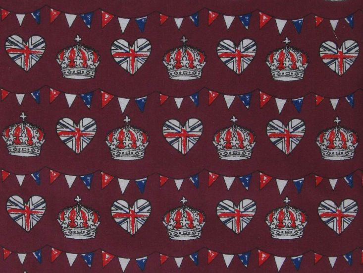 Royal Celebration Polycotton Print, Wine