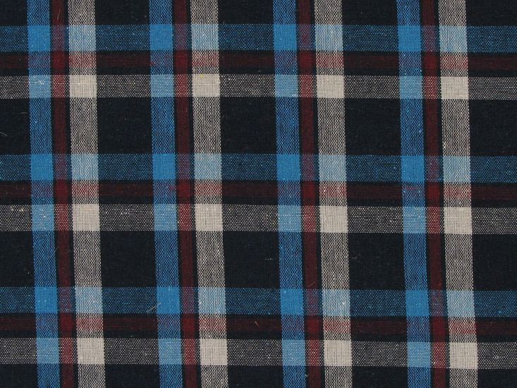 Rustic Touch Woven Cotton Tartan, Navy