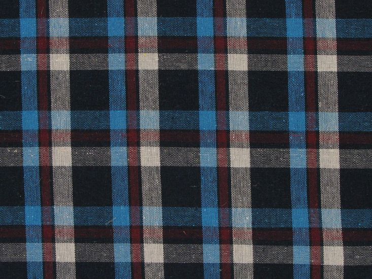 Rustic Touch Woven Cotton Tartan, Navy