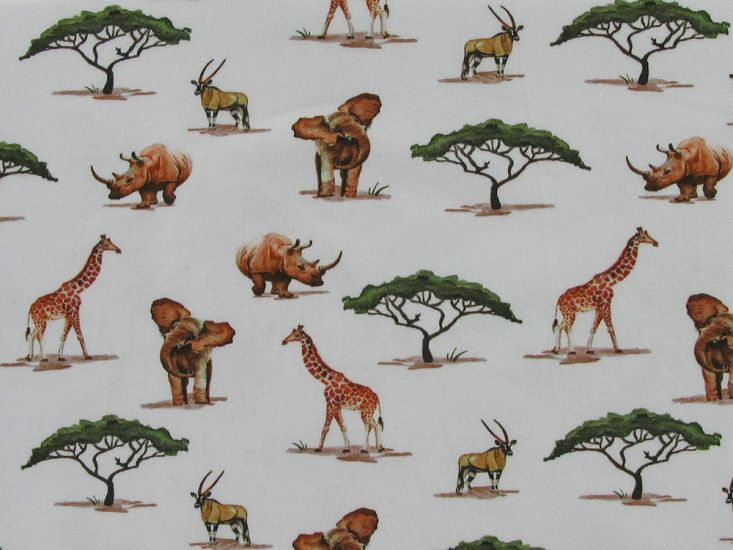 Safari Coast Cotton Jersey Print, White