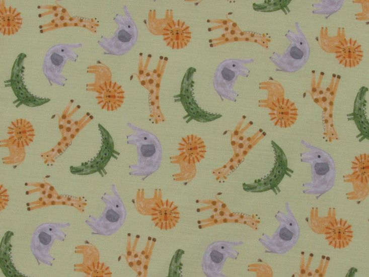 Safari Snuggles Polycotton Print, Green