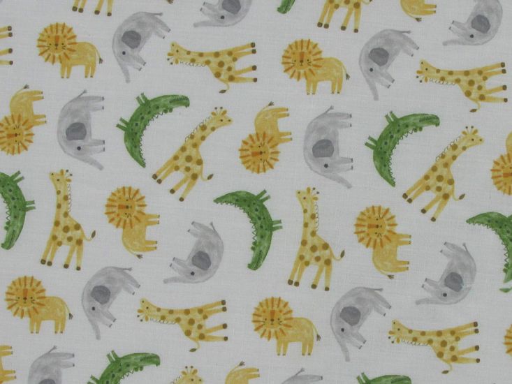 Safari Snuggles Polycotton Print, White