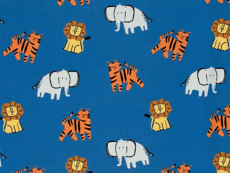 Safari Surprise Cotton Jersey, Cobalt