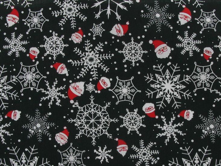 Santa Snowflake Polycotton Print, Bottle