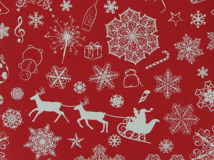 Santas Parade Cotton Rich Panama Canvas, Red