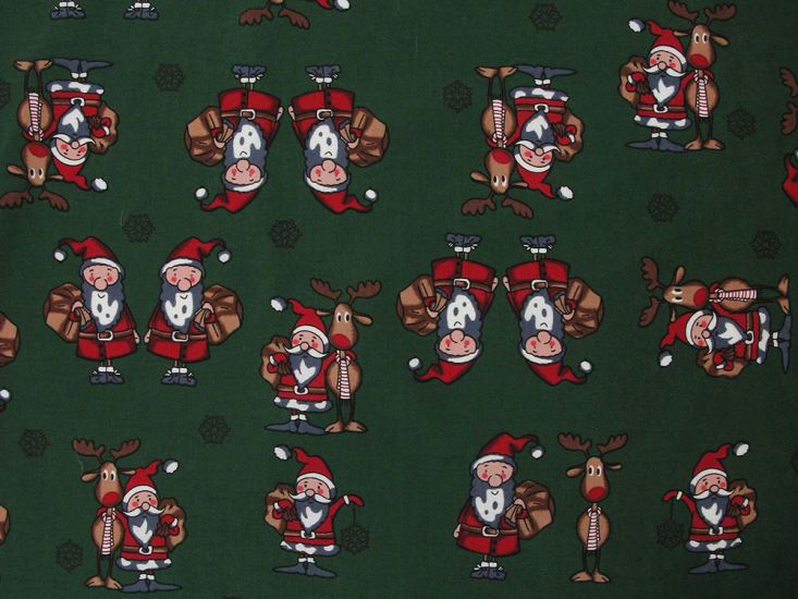 Santas Reindeer Christmas Cotton Print, Bottle