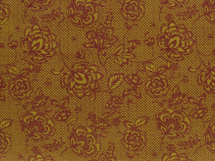 Scales Rose Cotton Print, Ochre