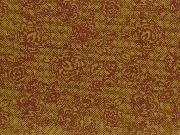 Scales Rose Cotton Print, Ochre