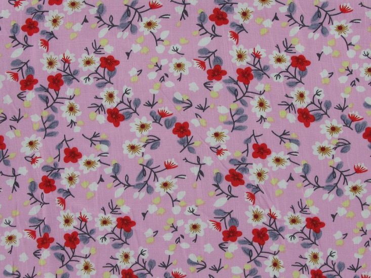 Scatter Floral Blossom Viscose Print, Pink