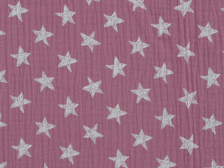 Scribble Star Printed Double Gauze, Pink