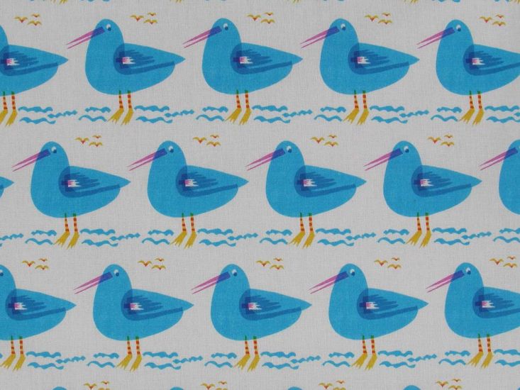 Seagulls Cotton Print, Turquoise