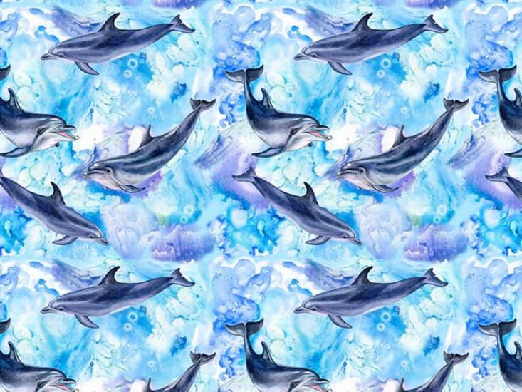 Sealife Cotton Print, Dolphins