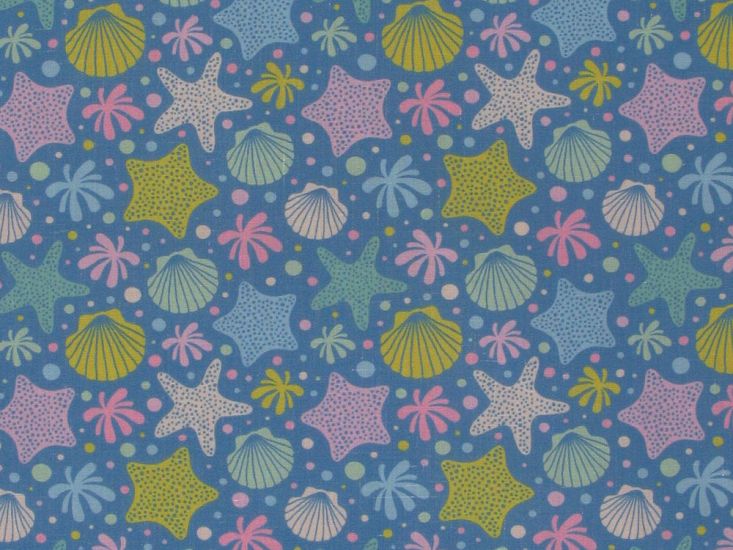 Seastar Splash Polycotton Print, Blue