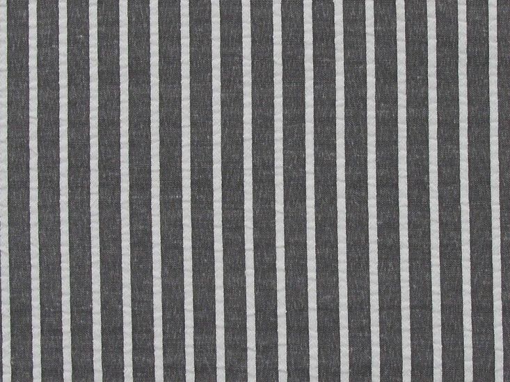 Seersucker 1cm Stripe, Charcoal