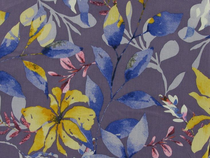 Serene Garden Stretch Cotton Linen Print, Mauve