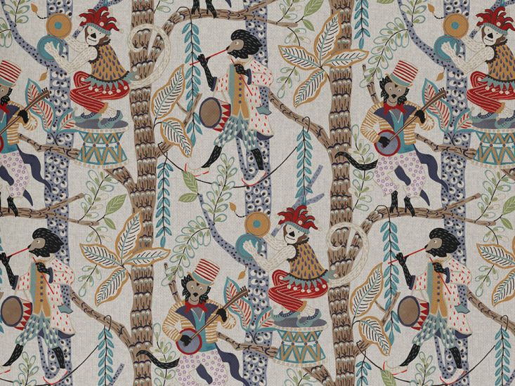 Showcase Cotton Rich Printed Panama, Monkey Orchestra