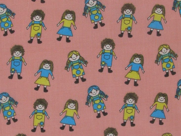 Rag Doll Polycotton Print, Pink