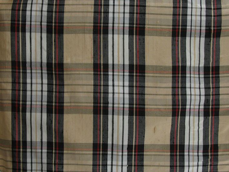 Silk Dupion Plaids Tartan, Beige