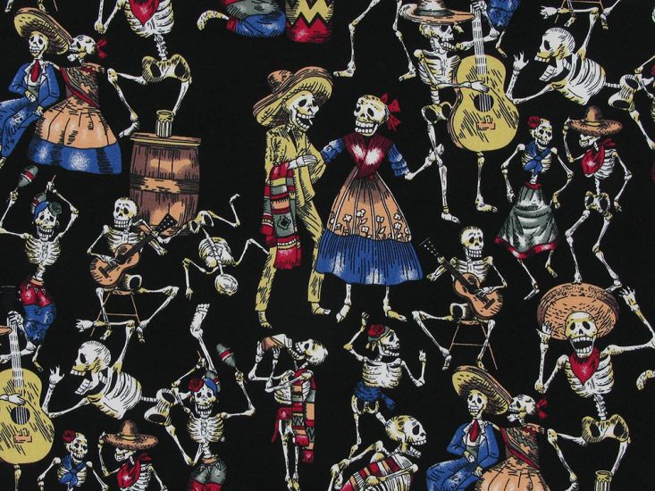 Skeleton Fiesta Cotton Poplin Print
