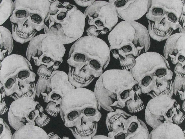 Skull Collage Cotton Poplin Print