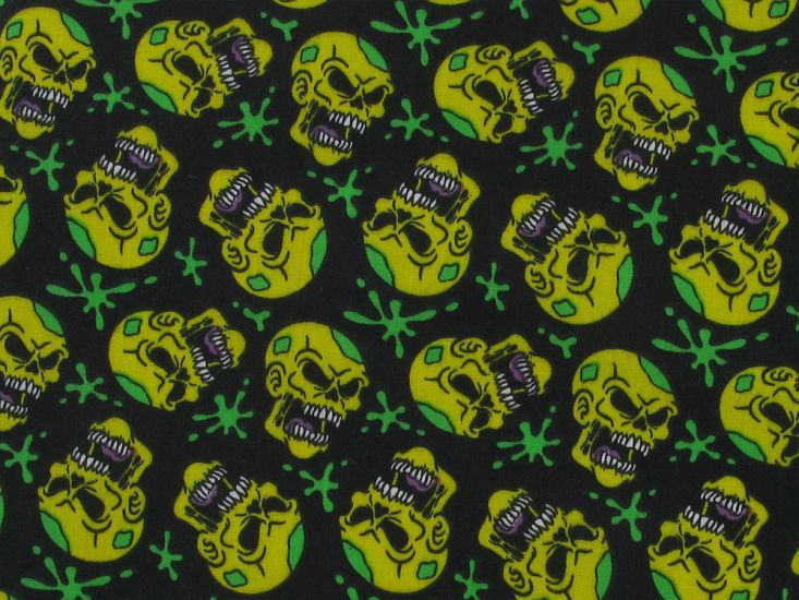 Skull Splat Polycotton Print, Yellow