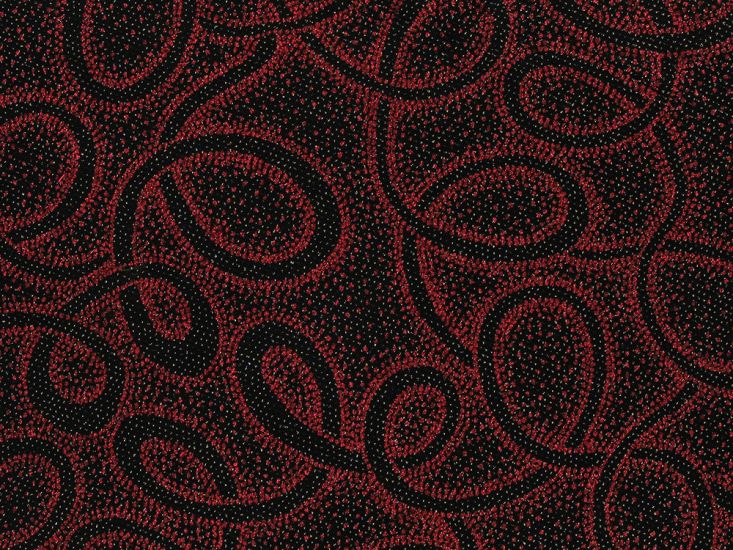 Slinky Stretch Dobby Swirl, Red and Gold