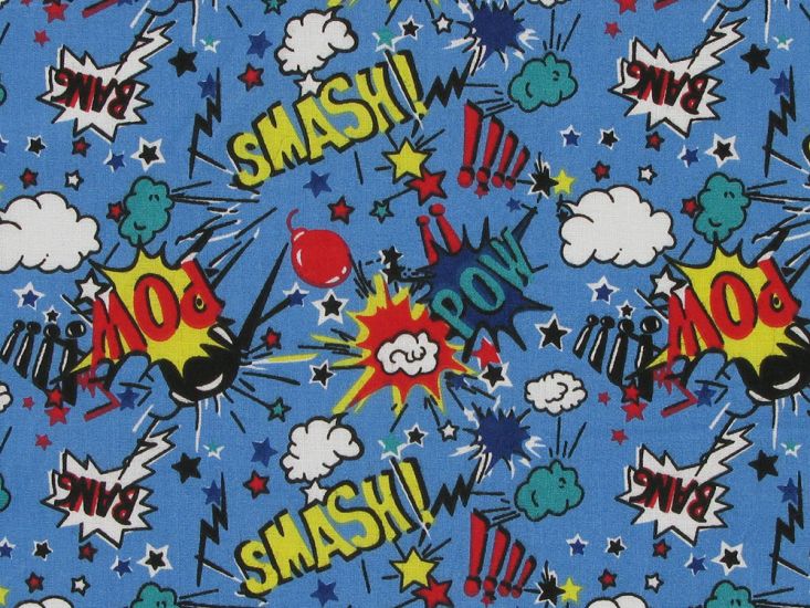 Smash Pow Cotton Print, Turquoise