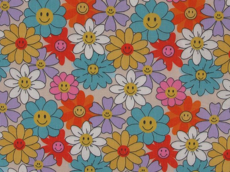Smiley Bloom Polycotton Print