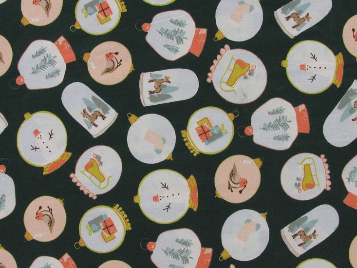 Snow Globe Christmas Cotton Print, Bottle