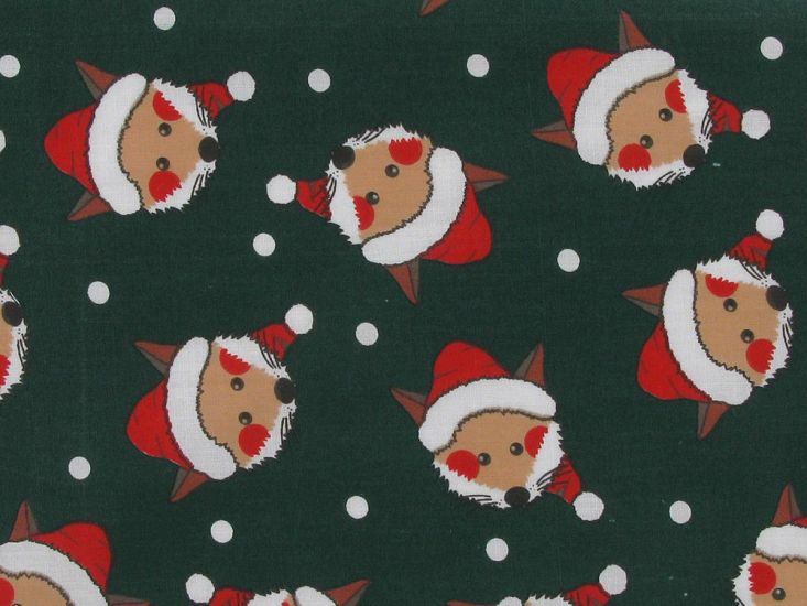 Snowy Fox Hats Polycotton Print, Green